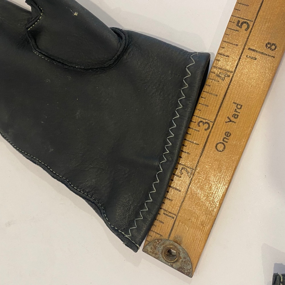 Taxidermy Studios Deerskin Leather Gloves Womens 6.5 Contrast Stitch Cadet - Picture 6 of 6